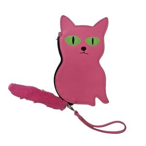 Third Drawer Down x David Shrigley Cat Shaped Purse Wristlet Fluffy‎ Tail Pink